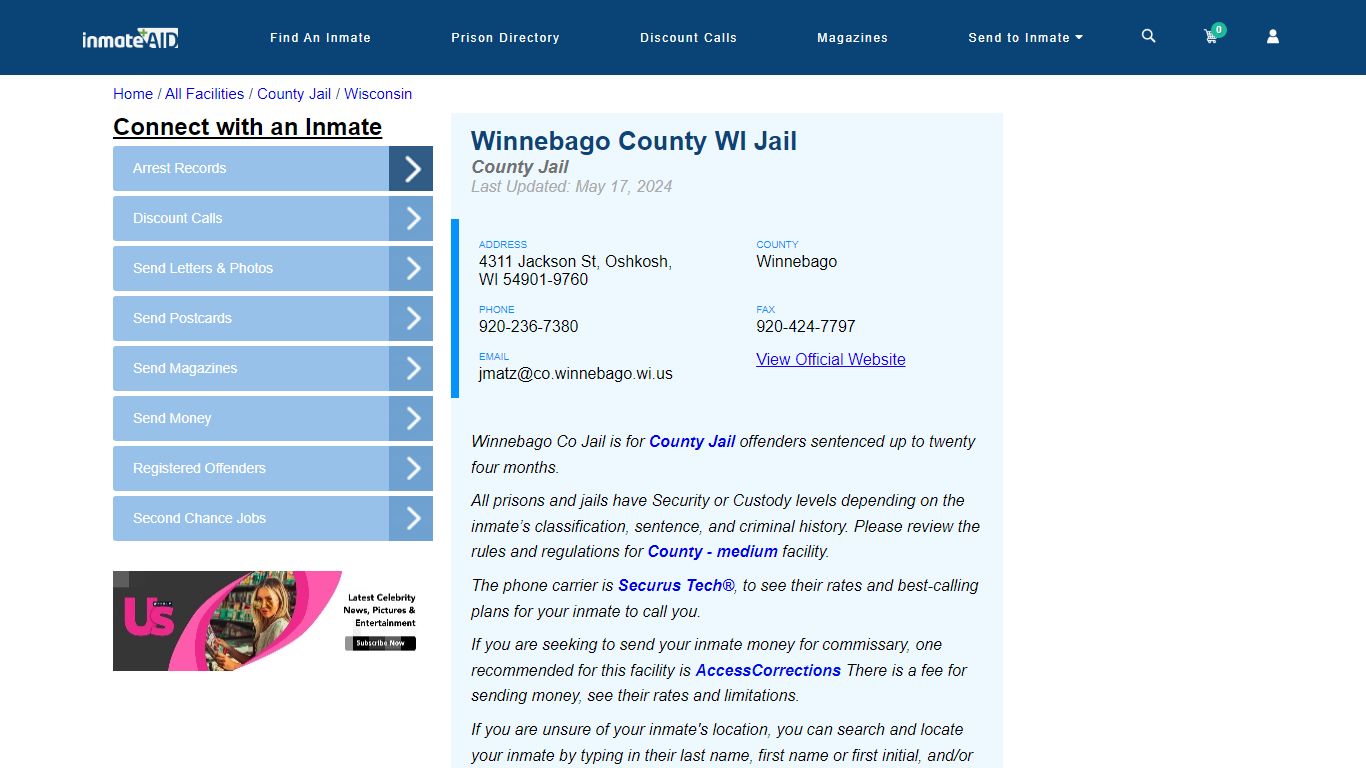 Winnebago County WI Jail - Inmate Locator